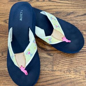 J.Crew Margarita Embroidered Flip Flops / Wedge Sandals